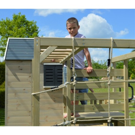 Mängumaja mänguväljak M22R punane (moodul mängumaja+platvorm+liumägi) + ronimismoodul Gym