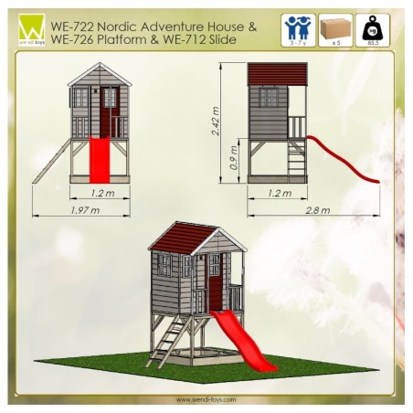 Mängumaja mänguväljak M8 (moodul mängumaja+platvorm+liumägi)