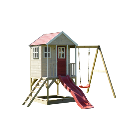 Mängumaja mänguväljak M10 (moodul mängumaja+platvorm+kiik+liumägi)