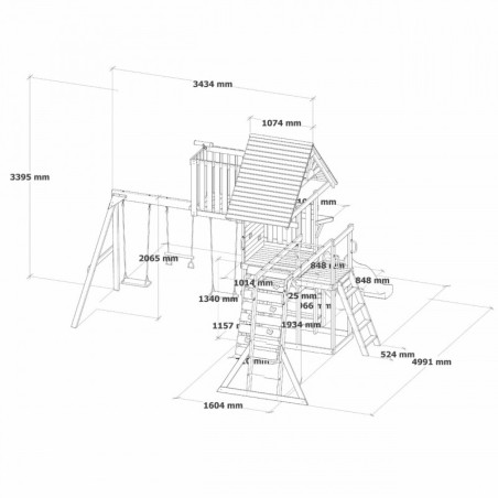Mitchi suur puidust mänguväljaku liumägi, ronimissein + torn