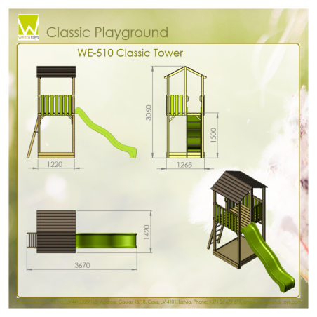 Klassikaline mänguväljak C1 liumäega 150 cm