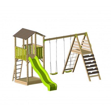 Klassikaline mänguväljak C11 liumäe- ja ronimismooduliga ja kahese kiigega