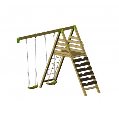 Klassikaline mänguväljak C11 liumäe- ja ronimismooduliga ja kahese kiigega