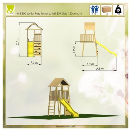 Mänguväljak Junior J1 (liumägi+ronimissein+platvorm)