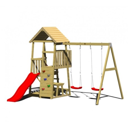 Mänguväljak Junior J10 (liumägi+ronimissein+topelt kiik+piknikulaud)