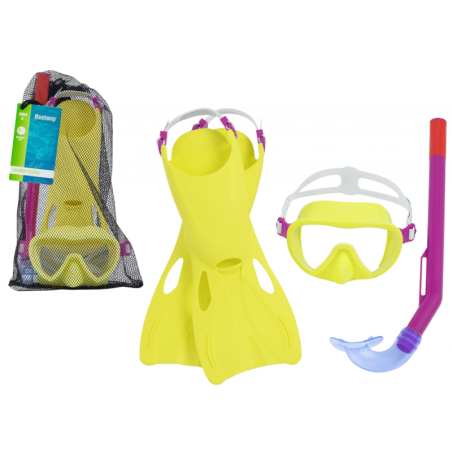 Snorgeldamise komplekt Kollane mask, uimed, toru Bestway