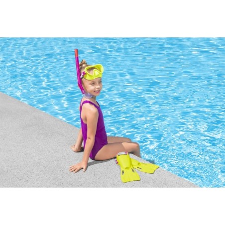 Snorgeldamise komplekt Kollane mask, uimed, toru Bestway