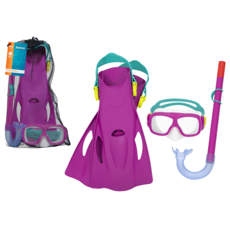 Sukeldumismask ja lestad, lilla