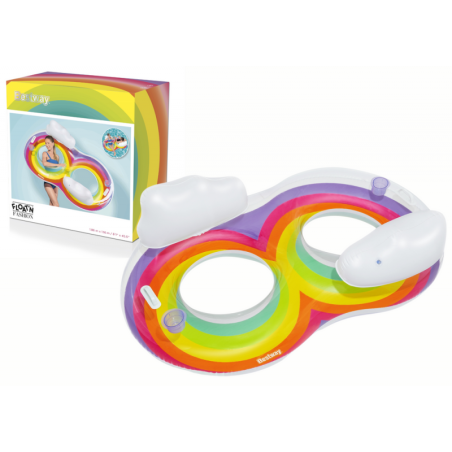 Kahekordne täispuhutav ujumisrõngas 186 x 116 cm Rainbow Bestway