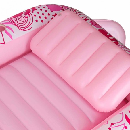 Täispuhutav ujumismadrats, päikesevoodi koos padjaga roosa