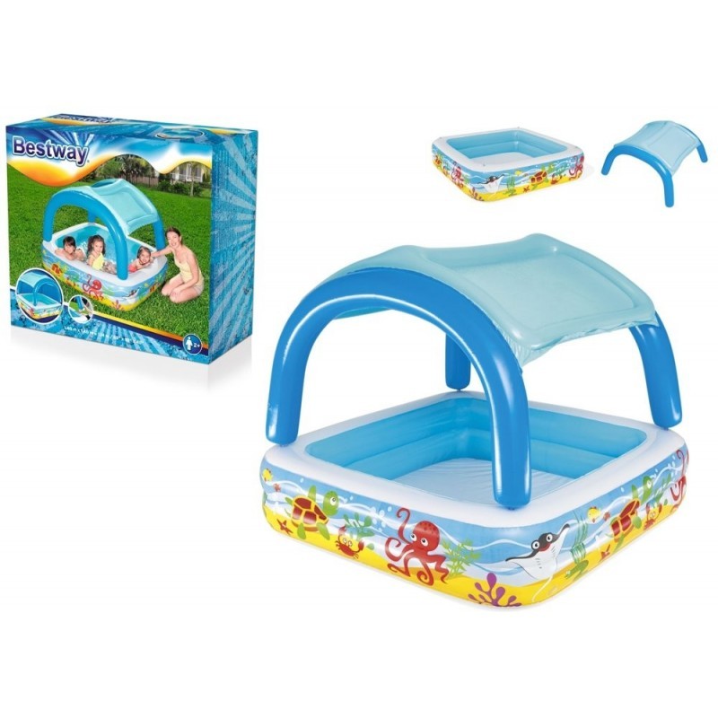 Täispuhutav bassein lastele koos varikatusega 140 x 140 x 114 cm Bestway