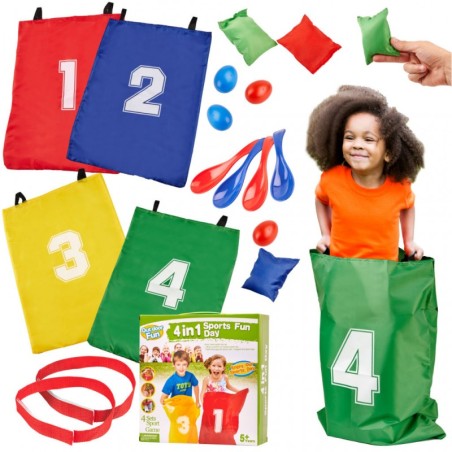 Spordikomplekt 4in1 kotid, munad, lusikad