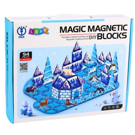 Magnetklotsid jäämaailm loomafiguurid sinised 94 tk.