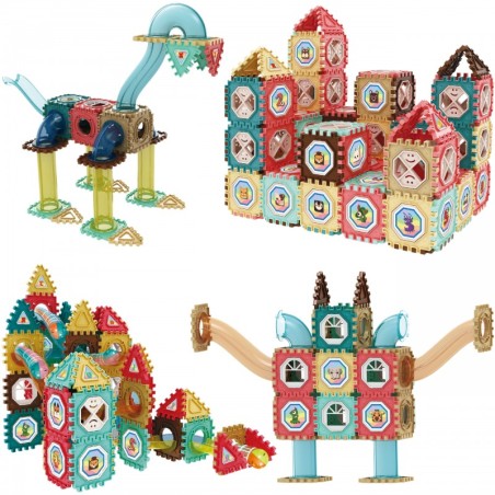 Magnetilised ehitusplokid 3D õppekomplekt pallirada 128 tk.