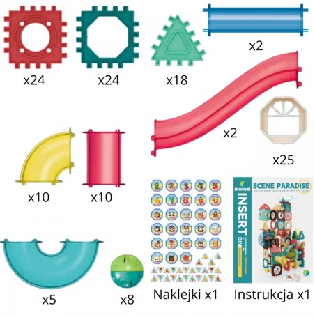 Magnetilised ehitusplokid 3D õppekomplekt pallirada 128 tk.