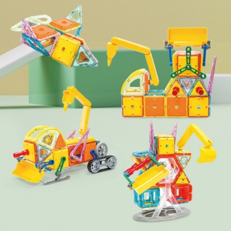 WOOPIE magnetplokid värvilised 3D sõidukid STEAM komplekt 80tk.