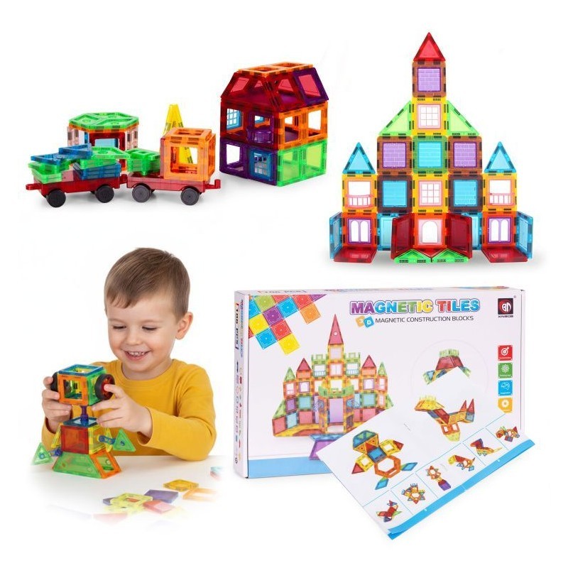 Magnetilised ehitusklotsid maja-auto haagisega 106 tk