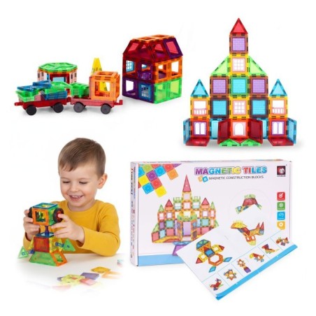 Magnetilised ehitusklotsid maja-auto haagisega 106 tk