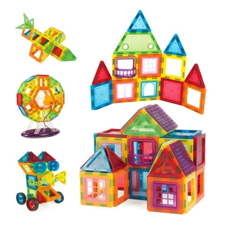 Magnetilised ehitusklotsid maja-auto haagisega 106 tk