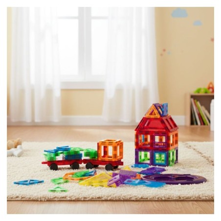 Magnetilised ehitusklotsid maja-auto haagisega 106 tk