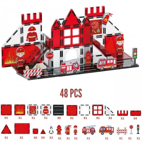 Magnetklotsid 3D tuletõrje komplekt 48 osaline