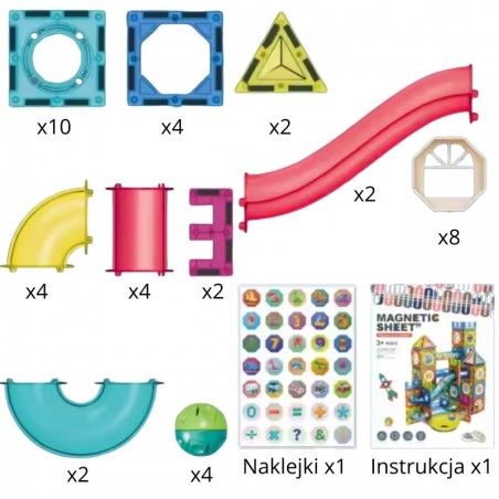 Magnetklostide 3D õppekomplekt pallirada 42 osaline
