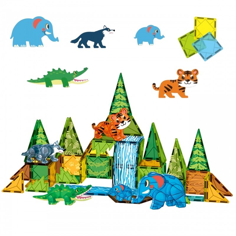 Magnetklotside komplekt, 3D, džungli loomad, 45 osaline