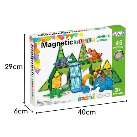 Magnetklotside komplekt, 3D, džungli loomad, 45 osaline