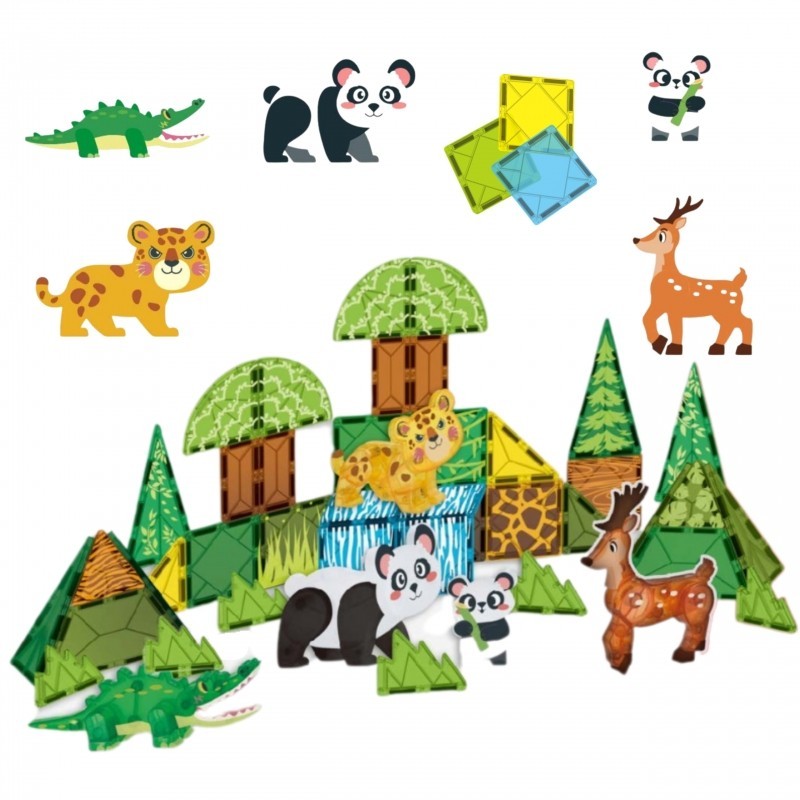 Magnetklotside komplekt, 3D, haruldased loomad, 45 osaline