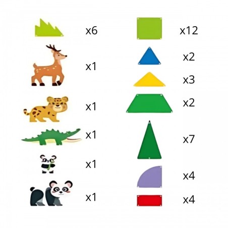 Magnetklotside komplekt, 3D, haruldased loomad, 45 osaline