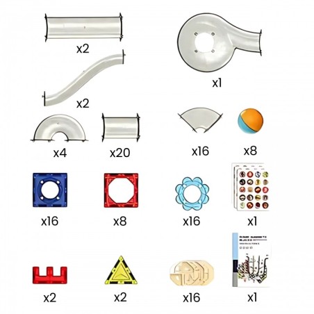 Magnetilised ehitusklotsid 3D õppekomplekt pallirada 113 tk