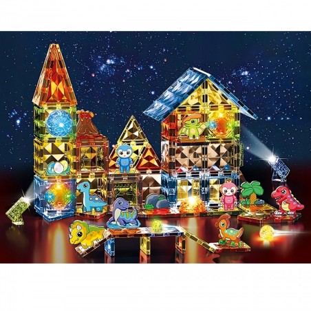 Magnetilised ehitusklotsid helendavad 3D dinosauruste pargis 124 tk.