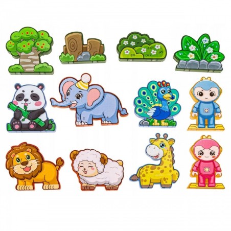 Magnetilised ehitusklotsid helendavad 3D loomad 124 tk.