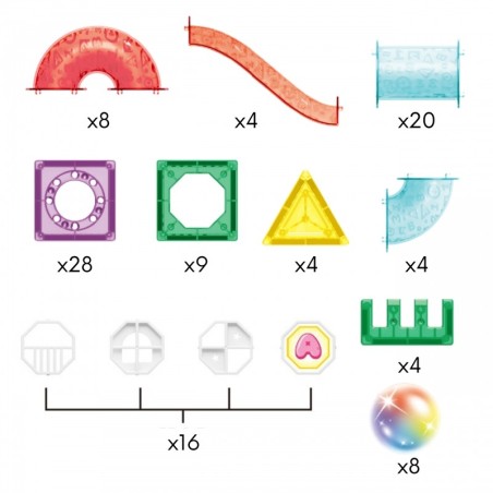 Magnetklotsid 3D õppekomplekt pallirada 105 tk.