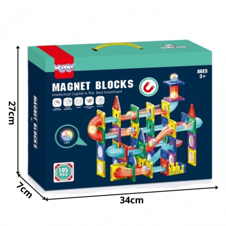 Magnetklotsid 3D õppekomplekt pallirada 105 tk.