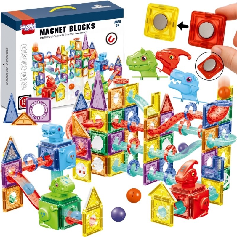 Magnetklotsid 3D õppekomplekt pallirada 170 tk.