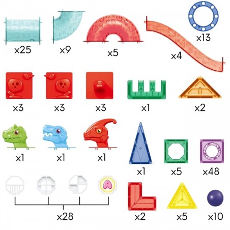 Magnetklotsid 3D õppekomplekt pallirada 170 tk.