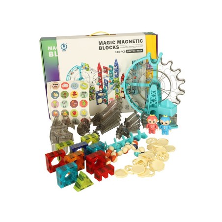 Magnetklotsid, pallirada, muusikaga, 118 osaline