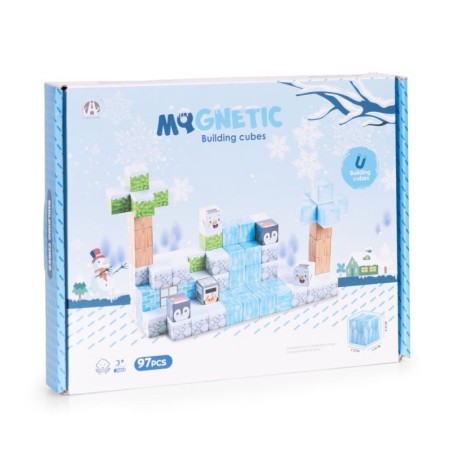 Magnetilised ehitusklotsid (2,5x2,5 cm), 97-osaline komplekt, magnetkuubikud talv