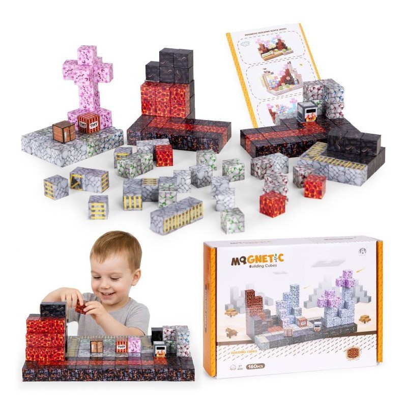 Magnetilised ehitusklotsid (2x2 cm), 160-osaline komplekt, magnetkuubikud