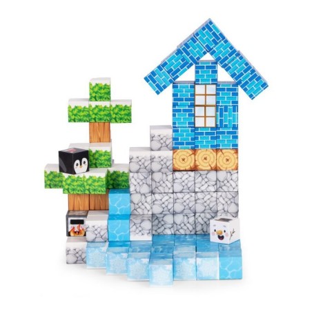 Magnetilised ehitusklotsid (2x2 cm), 124-osaline komplekt, magnetkuubikud talv