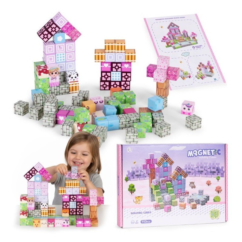 Magnetilised ehitusklotsid (2x2 cm), 113-osaline komplekt, magnetkuubikud