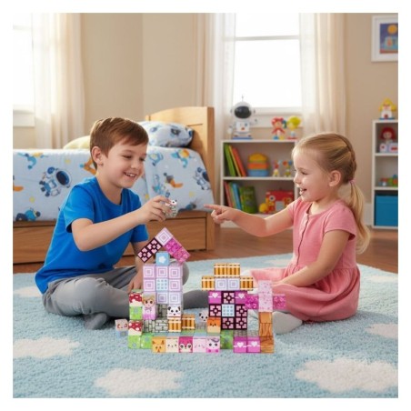 Magnetilised ehitusklotsid (2x2 cm), 113-osaline komplekt, magnetkuubikud