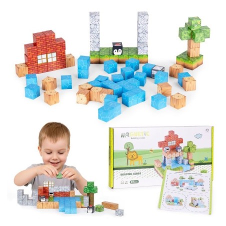 Magnetiliste ehitusklotside (2,5x2,5 cm) komplekt lastele 87 osaline, magnetkuubikud