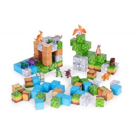 Magnetiliste ehitusklotside (2,5x2,5 cm) komplekt lastele 114 osa - dinosaurused, magnetkuubikud