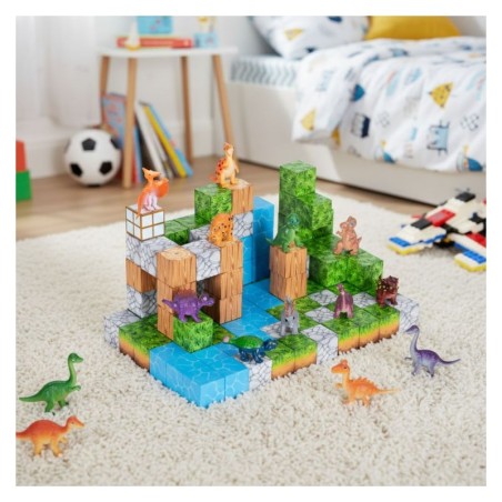 Magnetiliste ehitusklotside (2,5x2,5 cm) komplekt lastele 114 osa - dinosaurused, magnetkuubikud