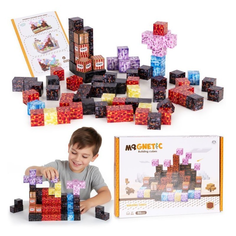 Magnetilised ehitusklotsid (2x2 cm), 86-osaline komplekt, magnetkuubikud