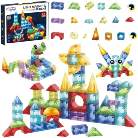 Magnetklotsid 3D kuubikud õppekomplekt 63 osaline