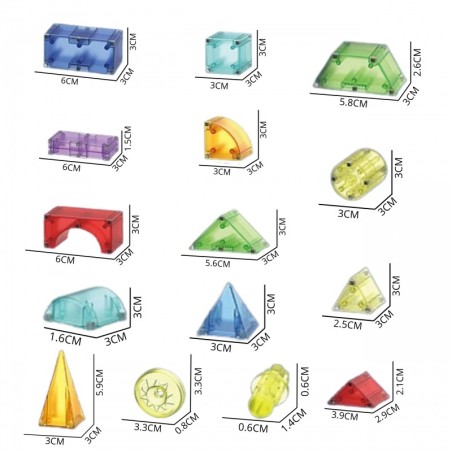 Magnetklotsid 3D kuubikud õppekomplekt 63 osaline