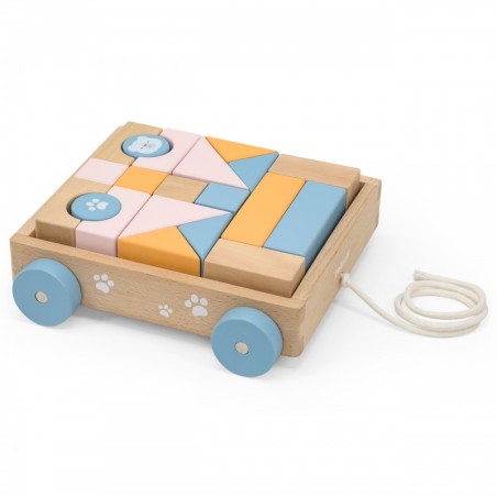 PolarB Puidust Tõmbamiskäru + Klotsid 21 tk.